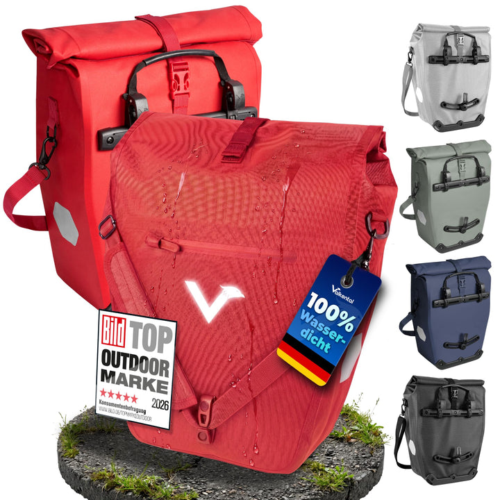 Valkental® Grosse & wasserdichte Gepäckträgertasche [28L] Abschliessbare Befestigung [PVC frei] Fahr