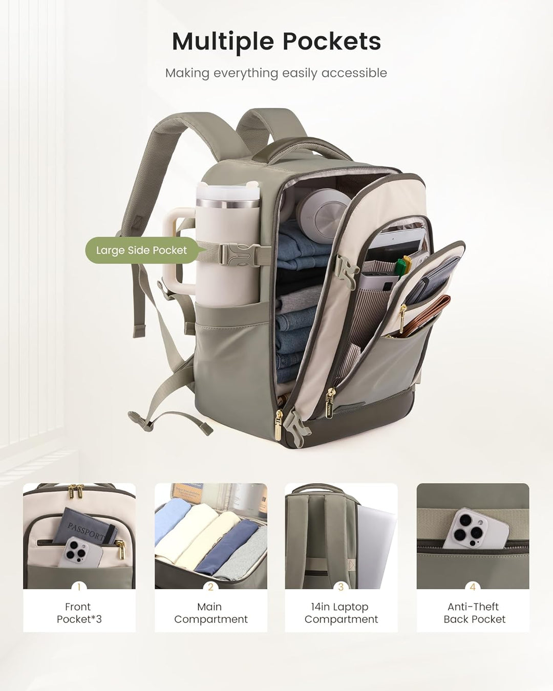 LOVEVOOK Ryanair Handgepäck 40x30x20, Handgepäck Rucksack Tasche, Reiserucksack Damen, Carry On Hand