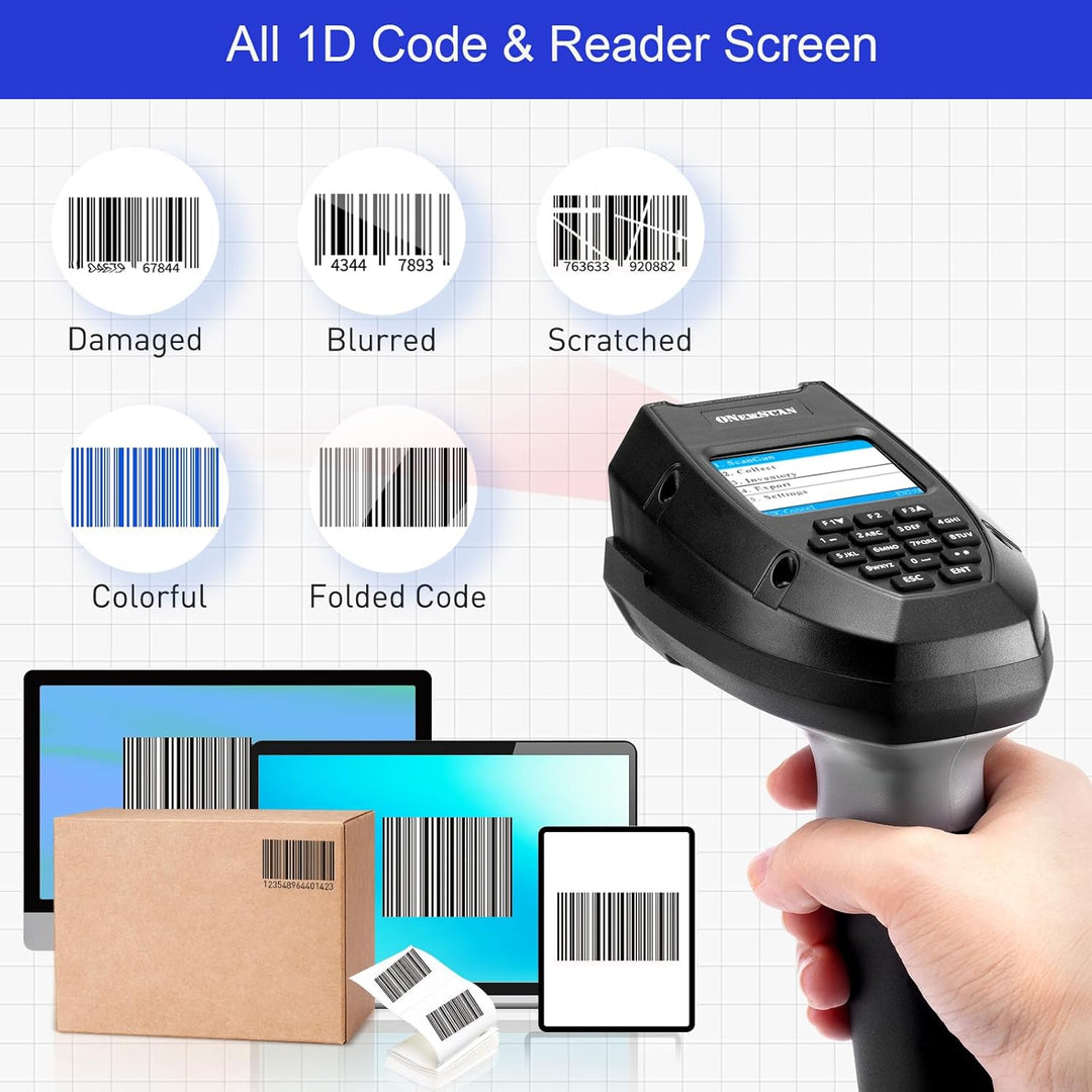 Inventory Scanner Wireless, 1D CCD Barcode Scanner mit Ladeständer Datensammler Barcodeleser Datenkl