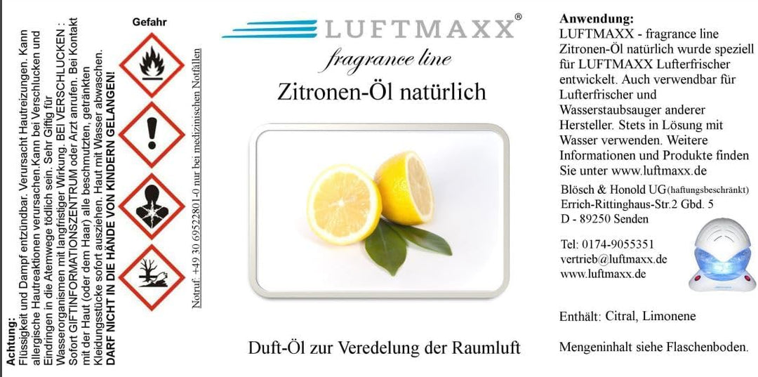 Zitronenöl natürlich 30 ml für Staubsauger mit Wasserfilter Wasserstaubsauger und Lufterfirscher