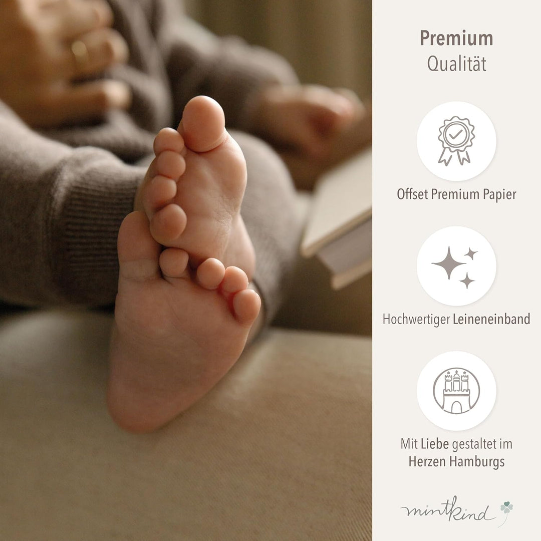 mintkind® Babytagebuch mein erstes Jahr Babyalbum Erinnerungsbuch Baby Coffee Table Edition Leinenei
