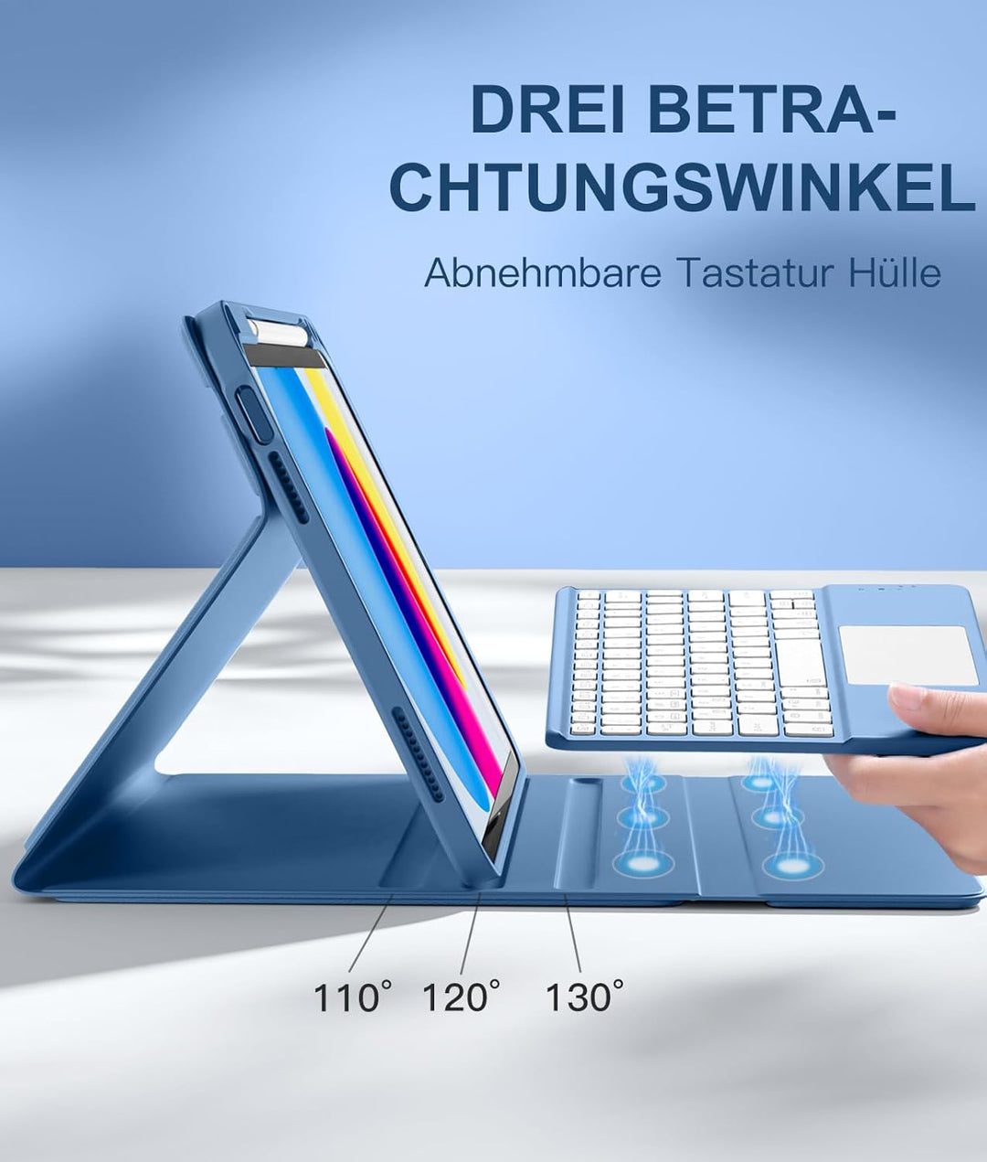 Vobafe Touchpad Hülle mit Tastatur für iPad A16 11 10 Generation 2025 2022, 11/10,9 Zoll, Magnetisch