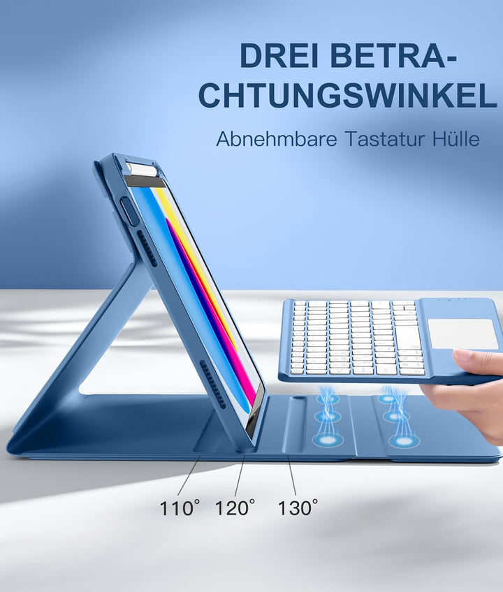 Vobafe Touchpad Hülle mit Tastatur für iPad A16 11 10 Generation 2025 2022, 11/10,9 Zoll, Magnetisch