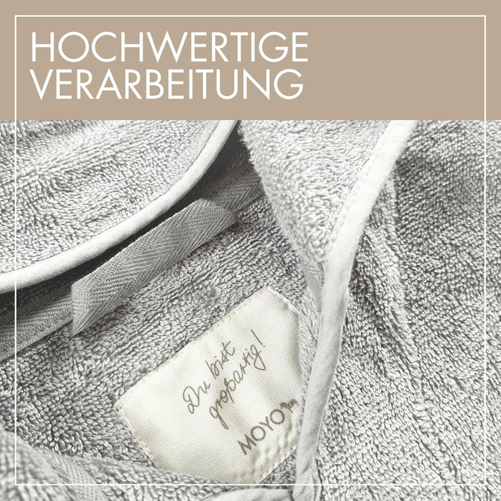 MOYO Baby Badeponcho Mit Bärenohren in Grau - Kapuzenhandtuch für 0-3 Jahre Aus 100% Frottee-Baumwol