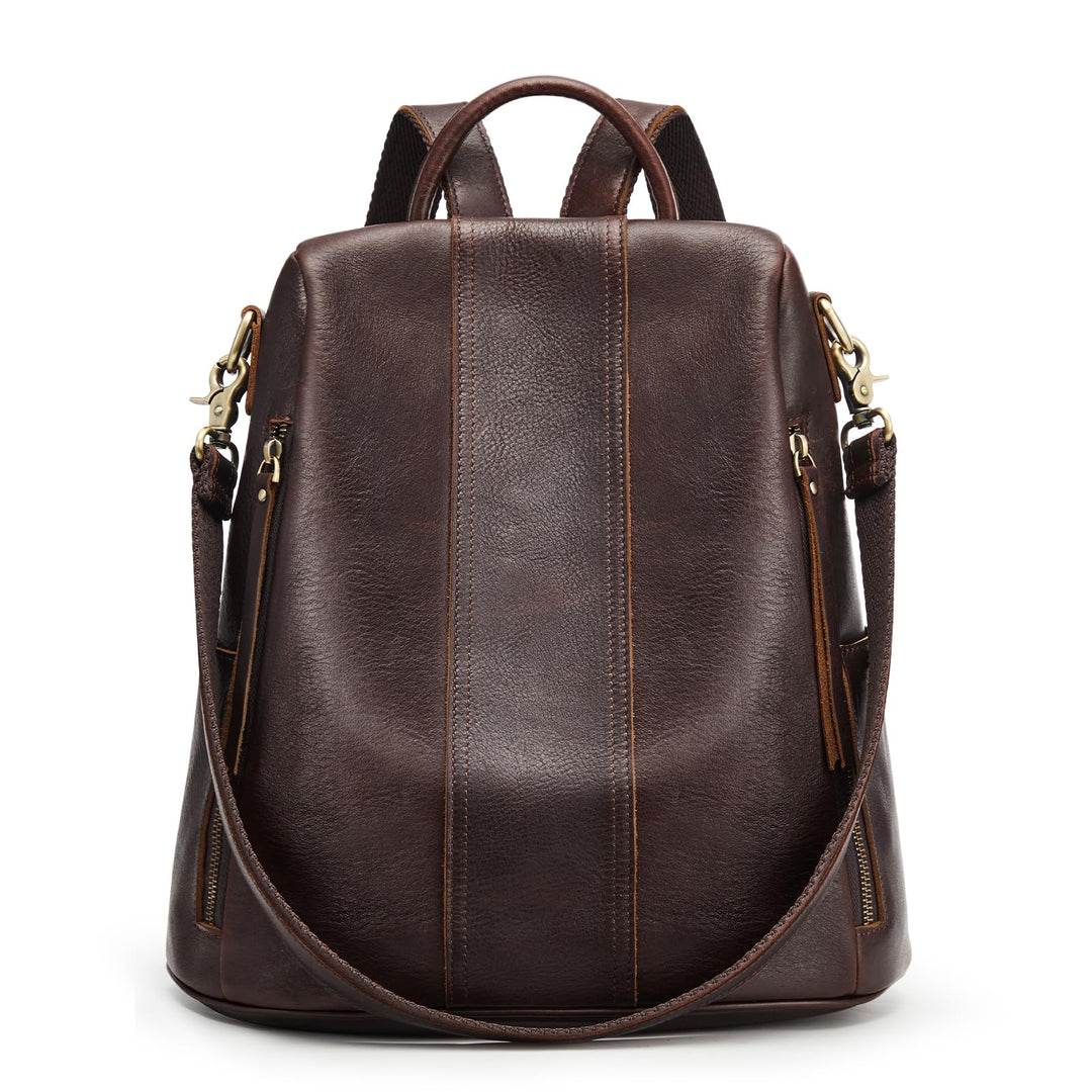 S-ZONE Damen Rucksack Wasserdicht Weiches Echtleder Anti Diebstahl Mode Schultasche Handtasche Casua