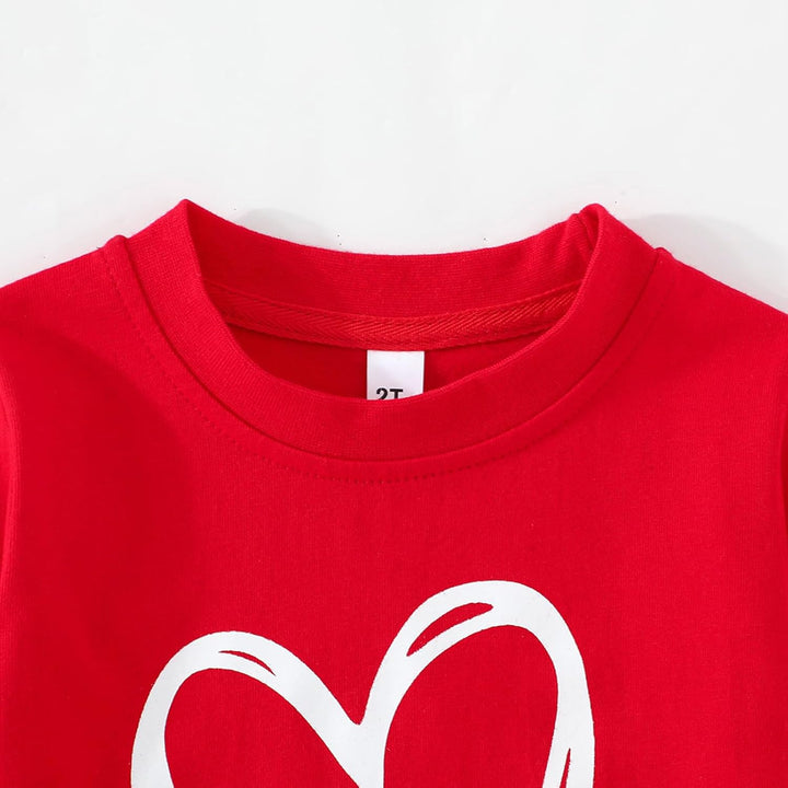 Mädchen Langarmshirt Baumwolle Herz Oberteile Rundhals Bluse Kinder Valentinstag Langarm Shirt Kleid