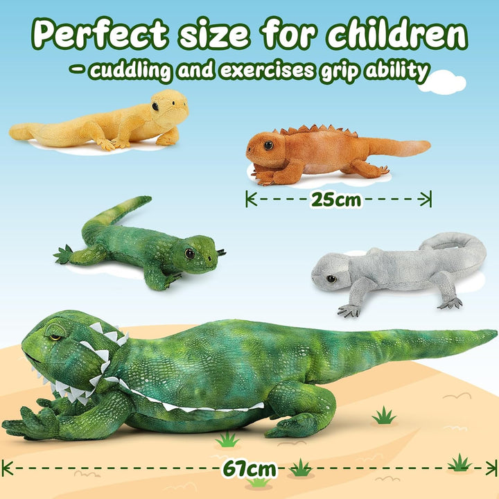 MorisMos eidechsen 67cm lang Riesen Eidechse Kuscheltier mit 4 Babys im Bauch, Grün Gross PlüschEide