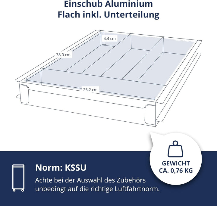 Einschub Aluminium Flach, Schublade, Schubkasten, Drawer, Zubehör für Flugzeugtrolleys, Airline Trol