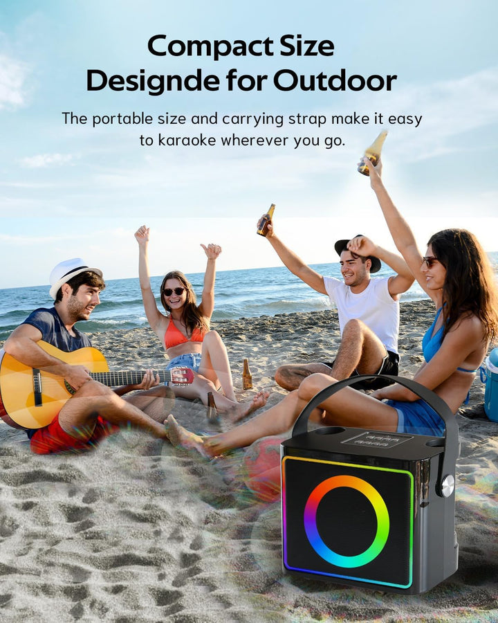 Karaoke Maschine, Karaoke anlage mit 2 mikrofonen, Tragbaren Karaoke Box Bluetooth Lautsprecher mit
