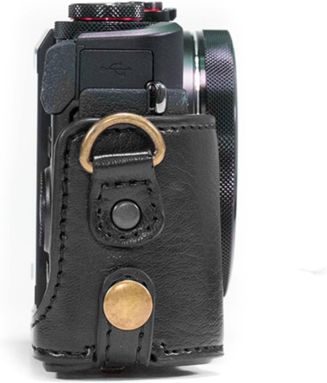 MegaGear Leder Kameratasche für Canon PowerShot G7X Kamera (Schwarz), Schwarz