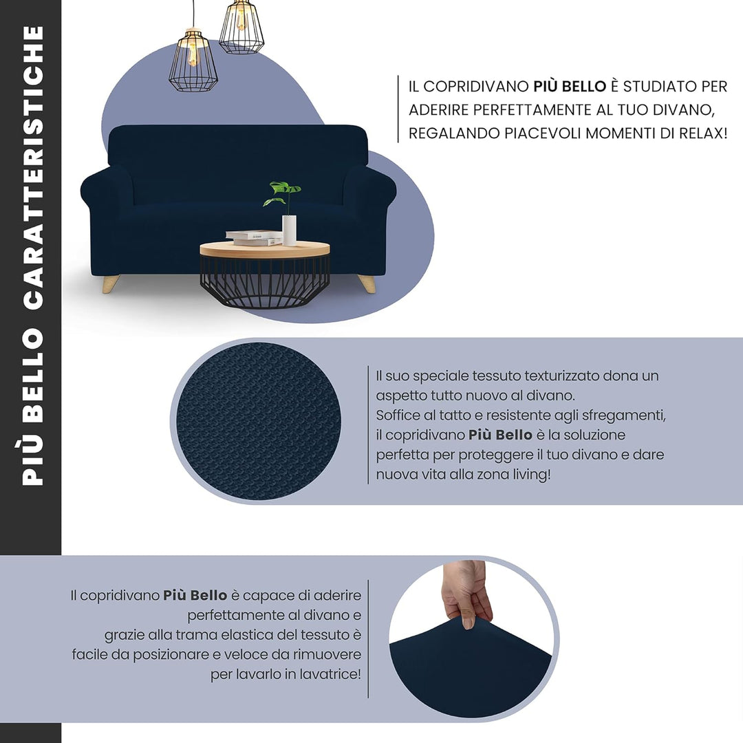 Italian Bed Linen Sofa-Schonbezug “Più Bello”, Dunkelblau, 4 PLÄTZE 4 PLÄTZE Dunkelblau, 4 PLÄTZE Du