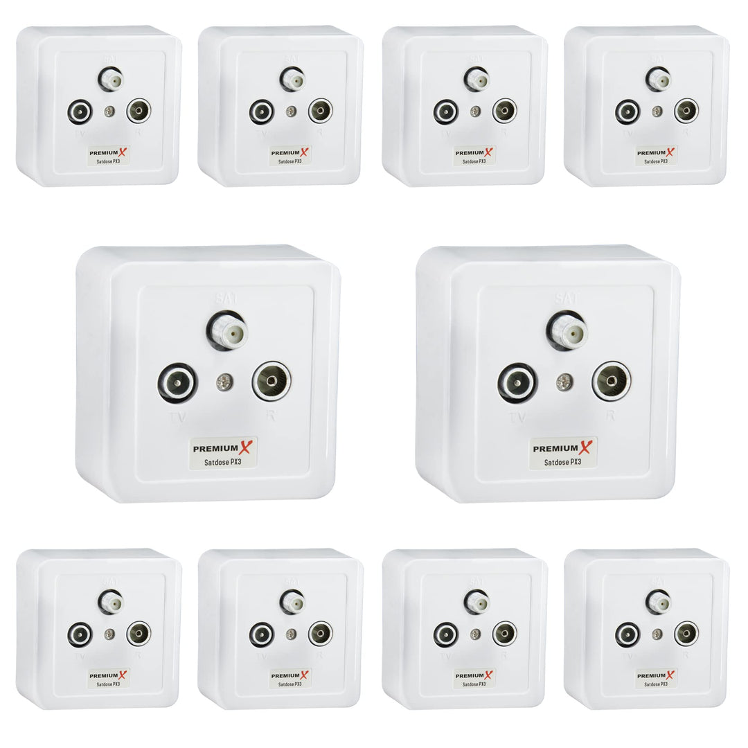 PremiumX 10x PX3 Antennendose 3-Fach Enddose Antennen-Dose Einzel und Stichleitungsdose Aufputz Unte