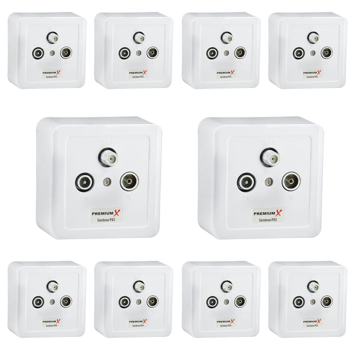 PremiumX 10x PX3 Antennendose 3-Fach Enddose Antennen-Dose Einzel und Stichleitungsdose Aufputz Unte