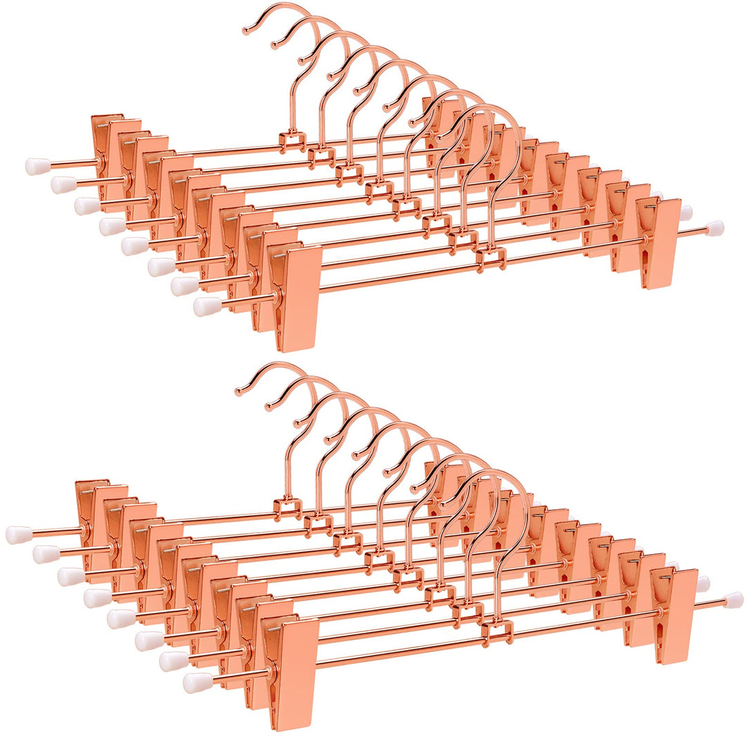 Amber Home 20 Stück 30cm Metall Kleiderbügel für Hose, Rotkupfer | Verstellbare Rutschfest Clips, Gl