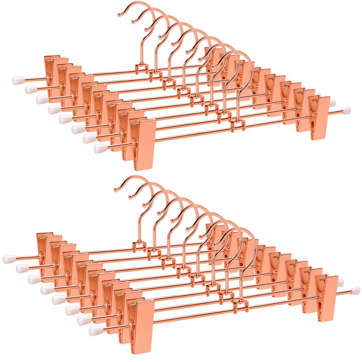 Amber Home 20 Stück 30cm Metall Kleiderbügel für Hose, Rotkupfer | Verstellbare Rutschfest Clips, Gl