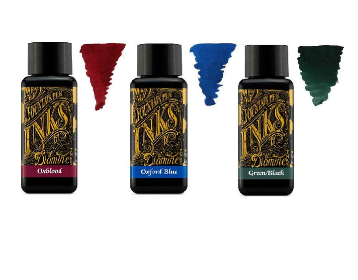 Diamine Tinte für Füllfederhalter, 30 ml, Primärfarbe – 3 x Flaschen – Oxblood & Oxford Blue & Green