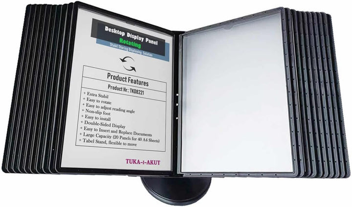 TUKA-i-AKUT 20 Sichttafeln Tisch-Sichttafel Aufsteller 360° Drehbar und Neigungswinkel Verstellbar,