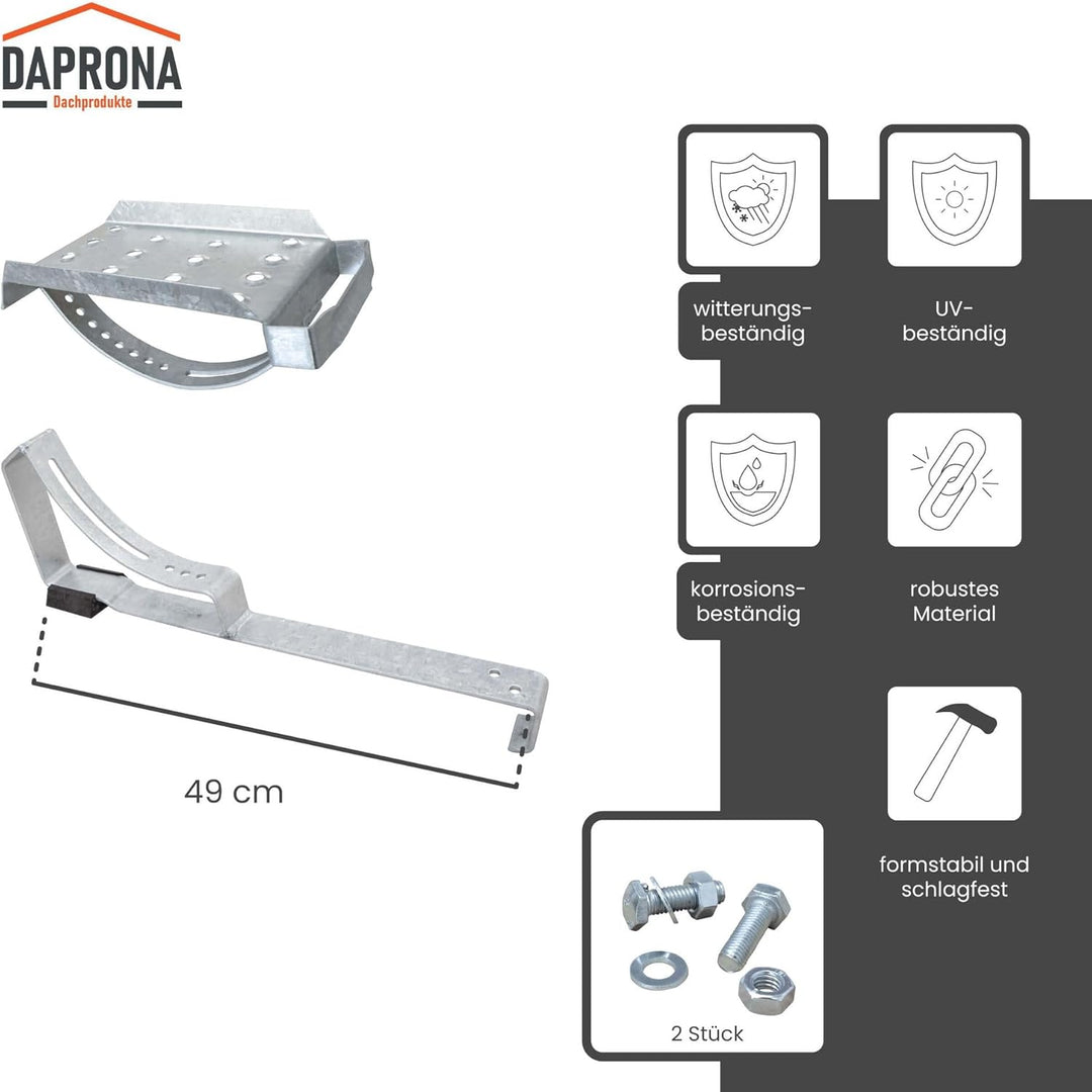 DAPRONA Dachtritt Set für flache Dachziegel, Dachtritte für Schornsteinfeger Silber 25cm, inkl. Mont