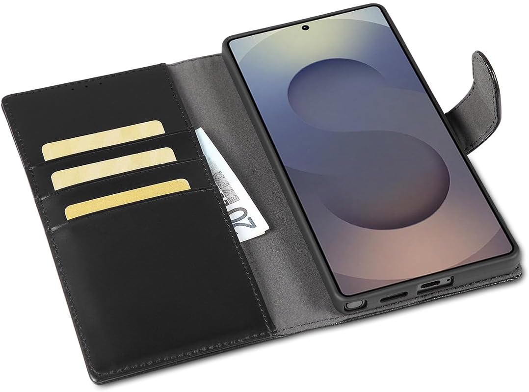 LENSUN Handyhülle für Samsung Galaxy S25 Ultra Echtleder, Hülle [Brieftasche][Standfunktion][RFID Sc