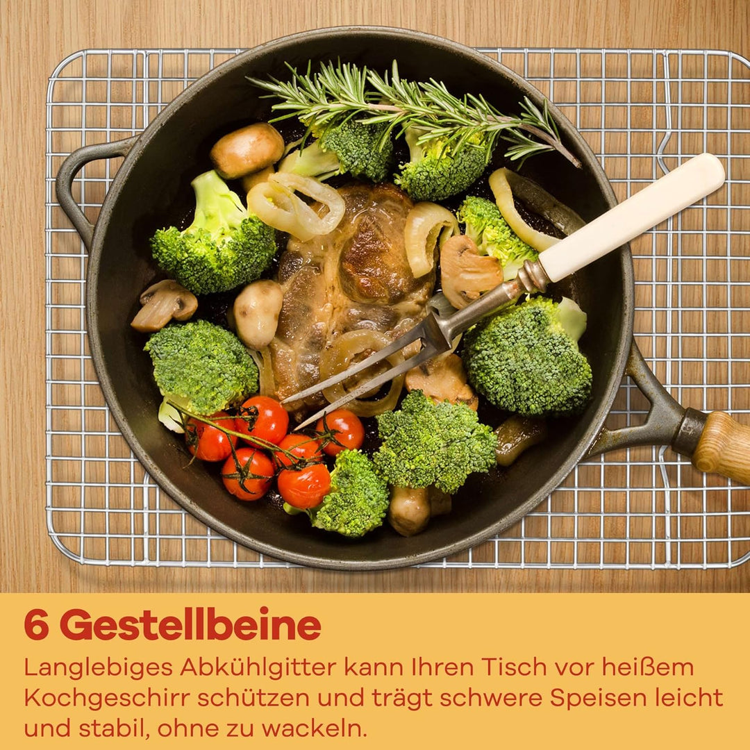 Herogo Grosses Abkühlgitter Set, Edelstahl Auskühlgitter 2er-Set, 39x28x2 cm, für Grosse Backbleche,