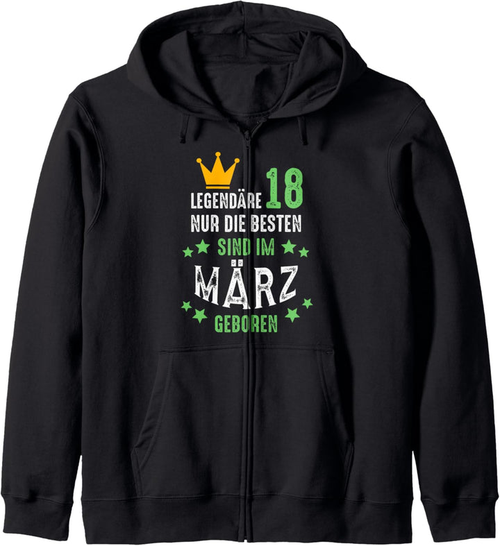 18 Jahre März Geburtstag Geschenke Im März Geboren Kapuzenjacke