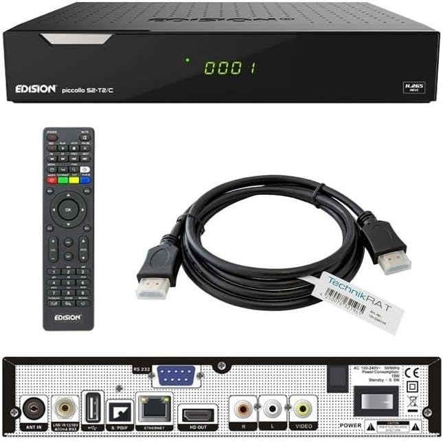 EDISION PICCOLLO 3in1 HEVC Full HD Combo Receiver mit DVB-S2 & DVB-C/T2 H.265/HEVC inkl. TechnikRAT
