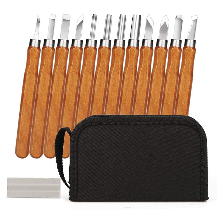Holz-Schnitzwerkzeug Set - 12 STK Holz Schnitzmesser und ein Schleifsteine für Erwachsene und Kinder