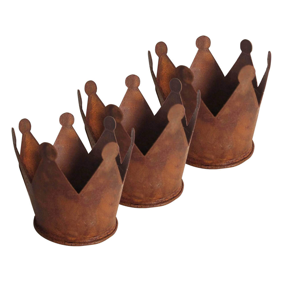 UNUS Mini Krone Rost Ø6,5 cm, Gartendeko Rostoptik, Edelrost Deko für Garten und Zuhause (3er Set),