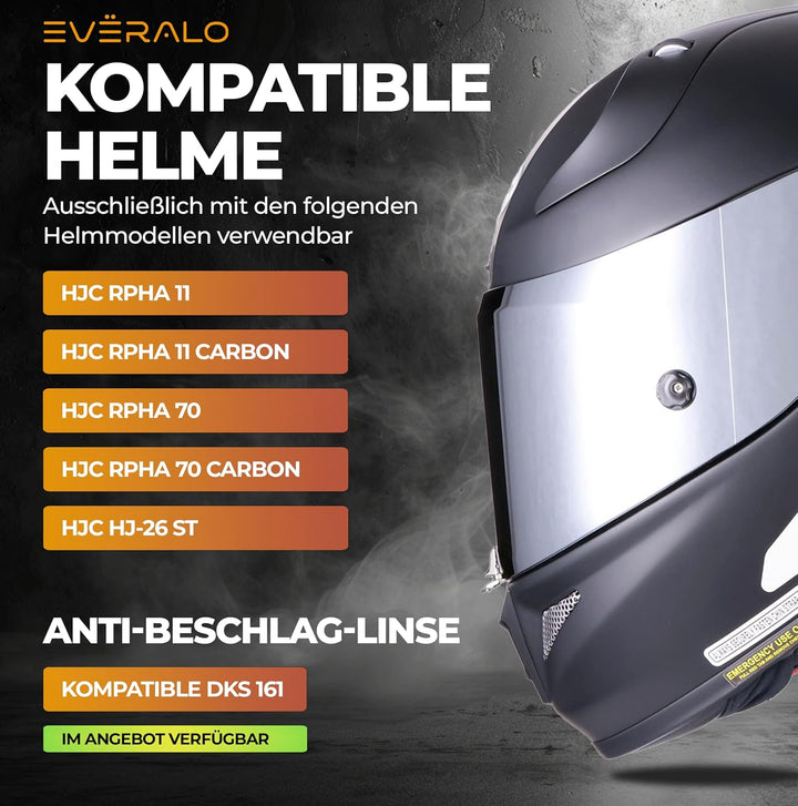 Everalo Kompatibel mit Hjc Rpha 70 Visier - Rpha 11 - Hj26 - Pinlock und Tearoff Ready - Helmvisier