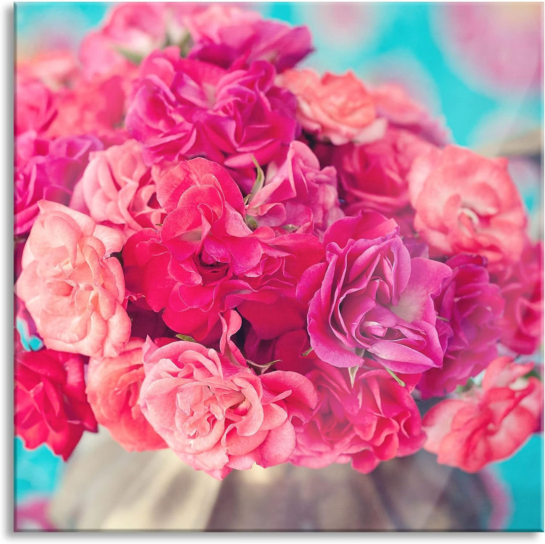 Pixxprint Glasbild | Wandbild auf Echtglas | Blumen | 80x80 cm | inkl. Aufhängung und Abstandshalter