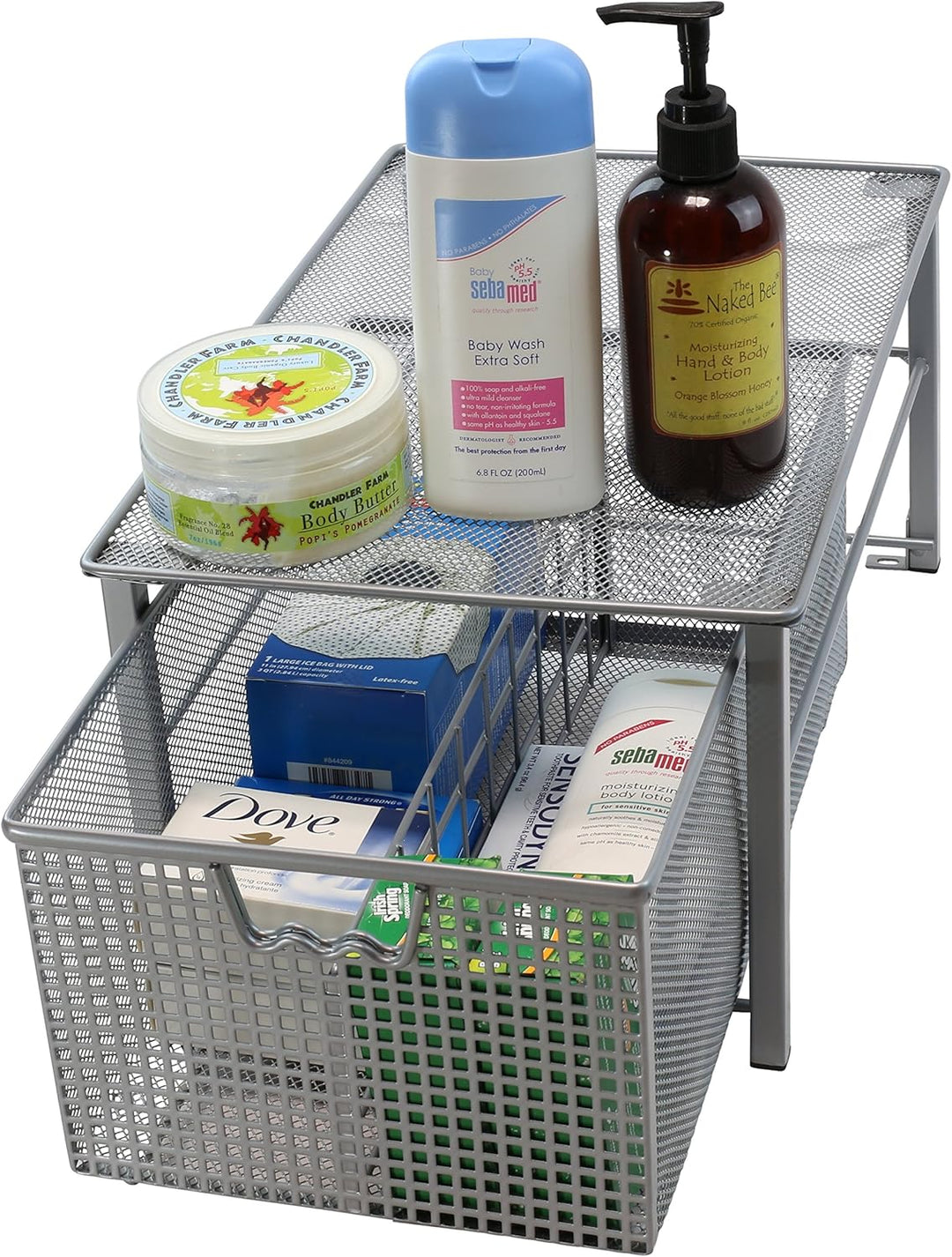 DecoBros Mesh Cabinet Basket Organizer, silber (gross 10.6 x 16 x 7.8) Large - 10 x 15.8 x 7.5, Larg