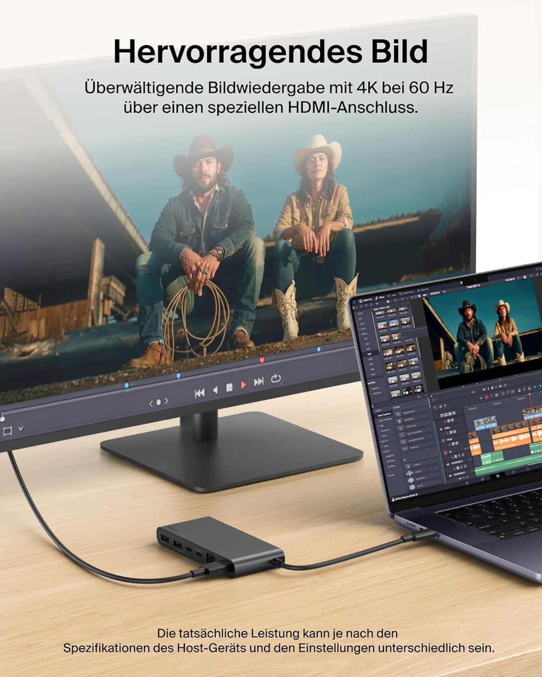 Belkin Connect 8-in-1 USB C Hub, Bildschirmauflösungen bis zu 4K bei 60 Hz – geeignet für Mac-, Wind