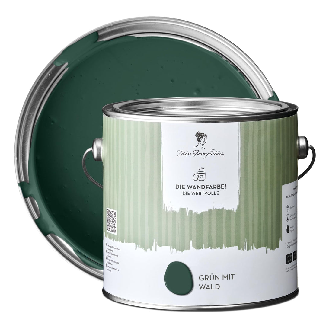 MissPompadour edelmatte Wandfarbe Grün mit Wald 2,5L - sehr hohe Deckkraft - geruchsneutrale, spritz