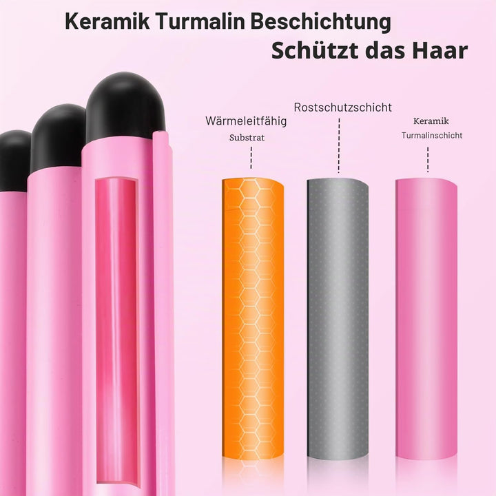 Lockenstab 3 Fässer LAYADO Welleneisen 25mm Grosse Welle Welleneisen für Haare Beach Waves Schnelle