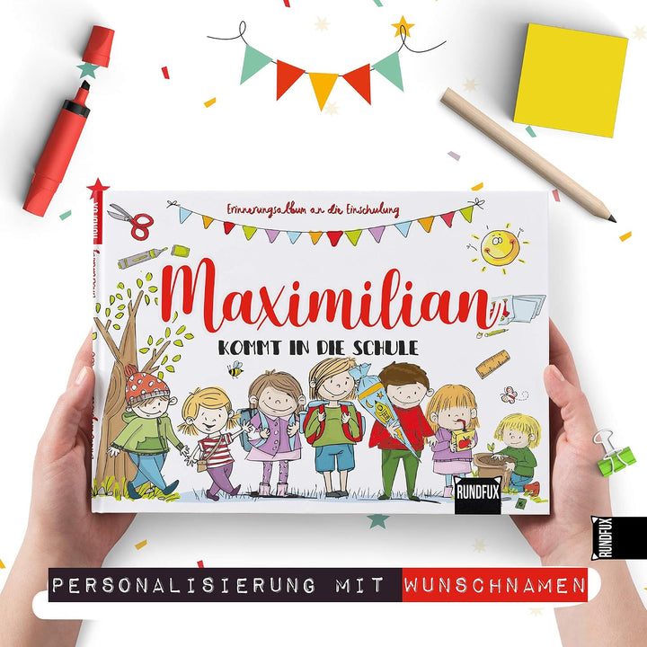 Das Erinnerungsalbum zur Einschulung | Personalisiert mit Wunschnamen - Jedes Buch EIN Unikat für da