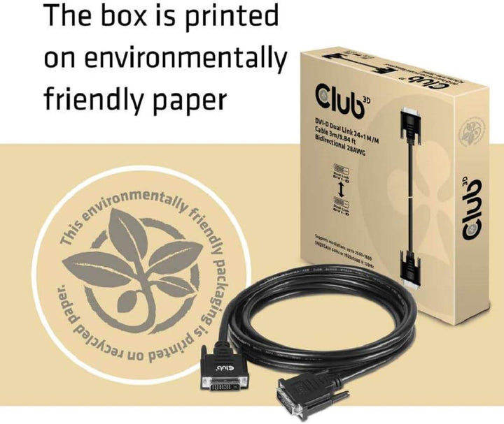 Club3D DVI-Kabel Dual Link (24+1) bidirektional 3m St/St