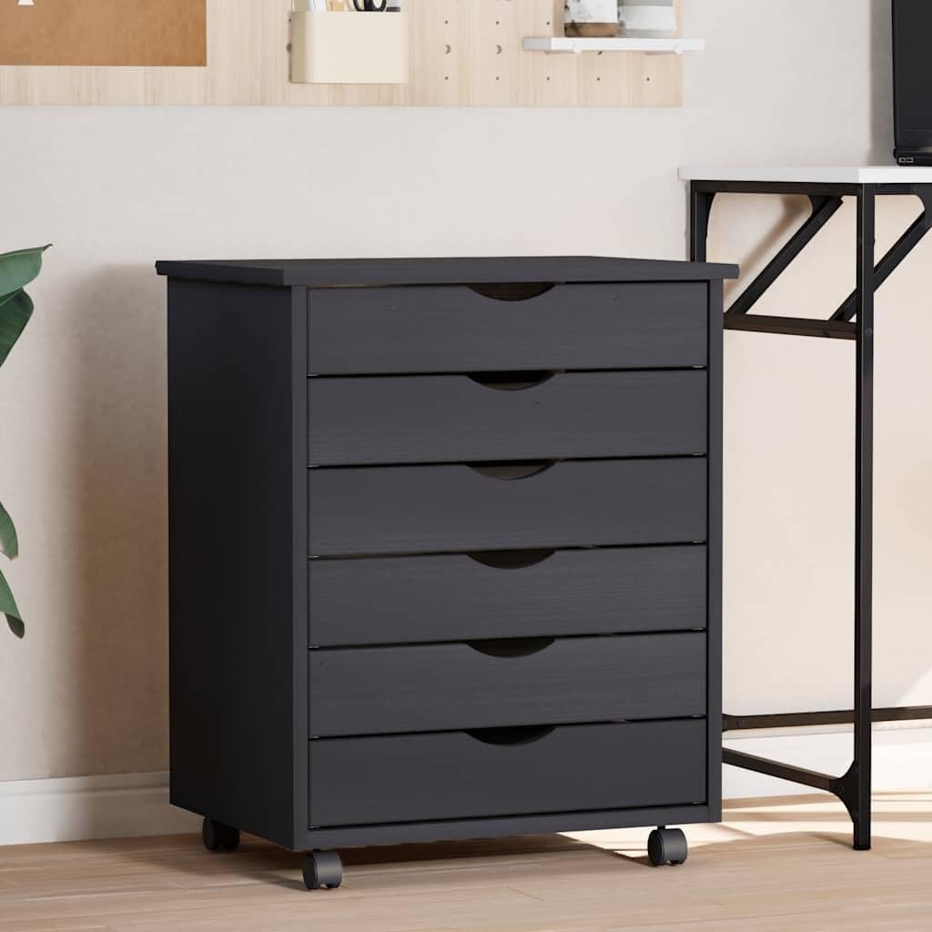 vidaXL Rollschrank, Rollcontainer mit 6 Schubladen, Kommode Schubladenschrank mit Rollen, Büroschran