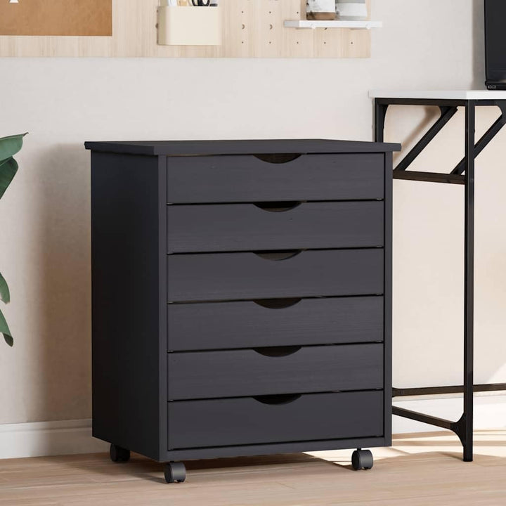 vidaXL Rollschrank, Rollcontainer mit 6 Schubladen, Kommode Schubladenschrank mit Rollen, Büroschran