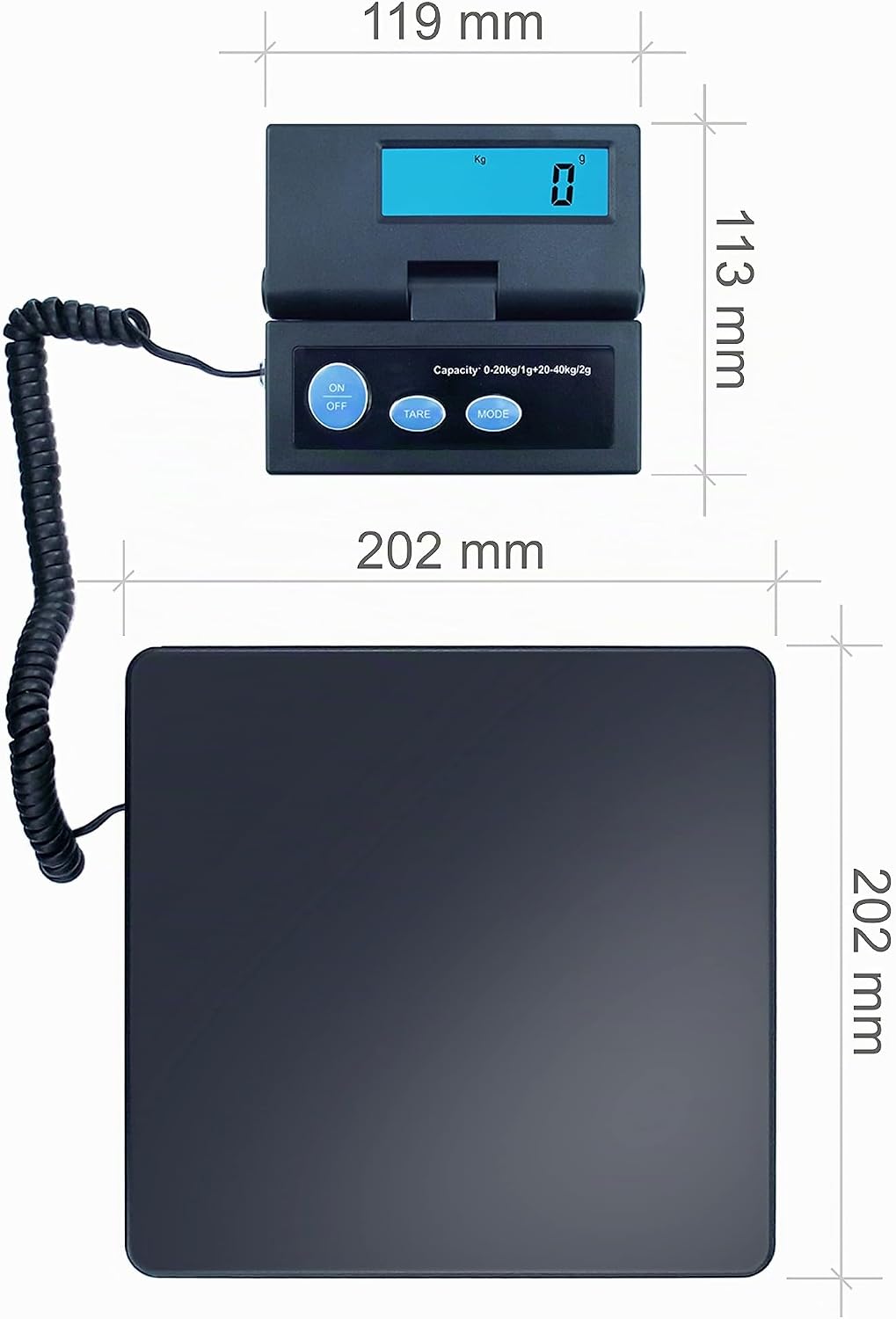 Dipse ACE Digitale Paketwaage von 1g bis 40kg - robuste Plattformwaage | Batterie- und Netzbetrieb