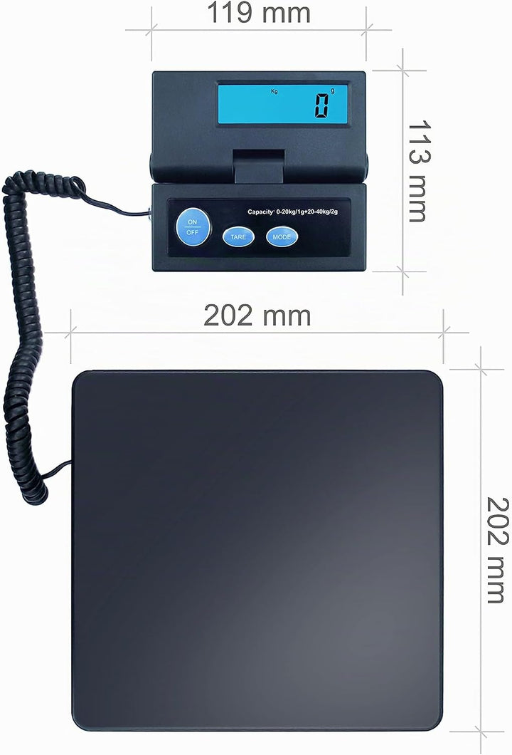 Dipse ACE Digitale Paketwaage von 1g bis 40kg - robuste Plattformwaage | Batterie- und Netzbetrieb
