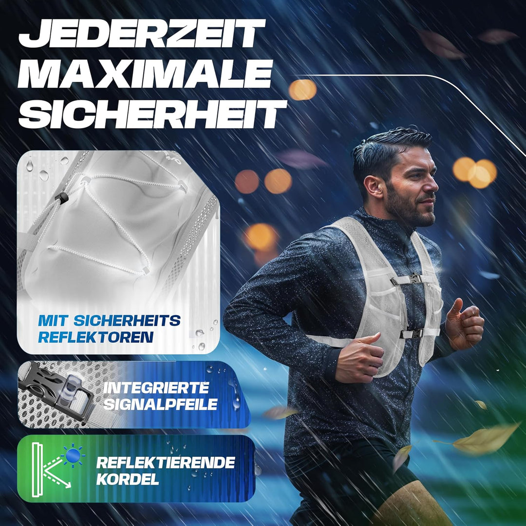 SASMO® Laufweste Damen & Herren 5L / 2L | Running Vest - Ultraleicht & atmungsaktiv| Laufrucksack Da