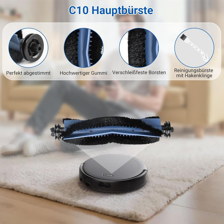 26 Stück Zubehör für Eufy C10 Saugroboter, Ersatzteil Set | 2 Hauptbürsten, 4 Filter, 6 Seitenbürste
