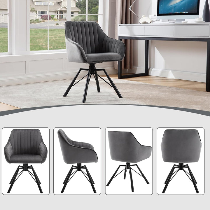WOLTU 1x Esszimmerstuhl drehbar, Samt Stuhl Esszimmer, Drehstuhl, Küchenstuhl, Sessel Wohnzimmer, Po