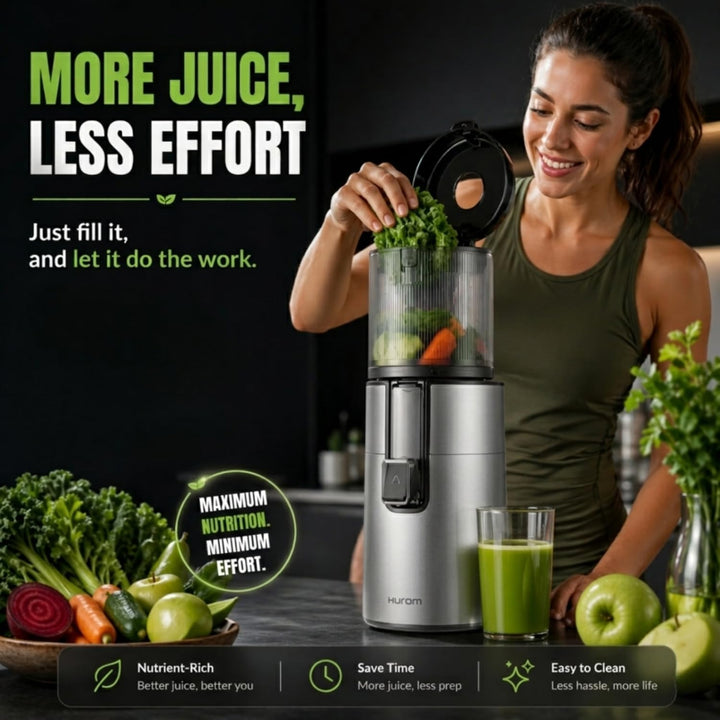 HUROM | H400 | Entsafter für Obst und Gemüse | Hurom Easy Clean H400 | Schneidschale | 150 Watt | BP
