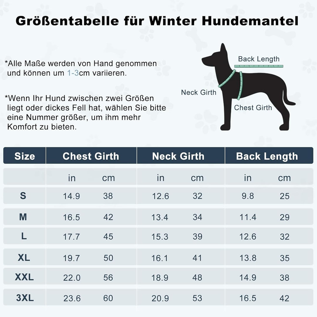 FEimaX Hundemantel Wasserdicht Winddichte Winter Fleece Hundejacke mit Geschirr Hund Wintermantel Wa