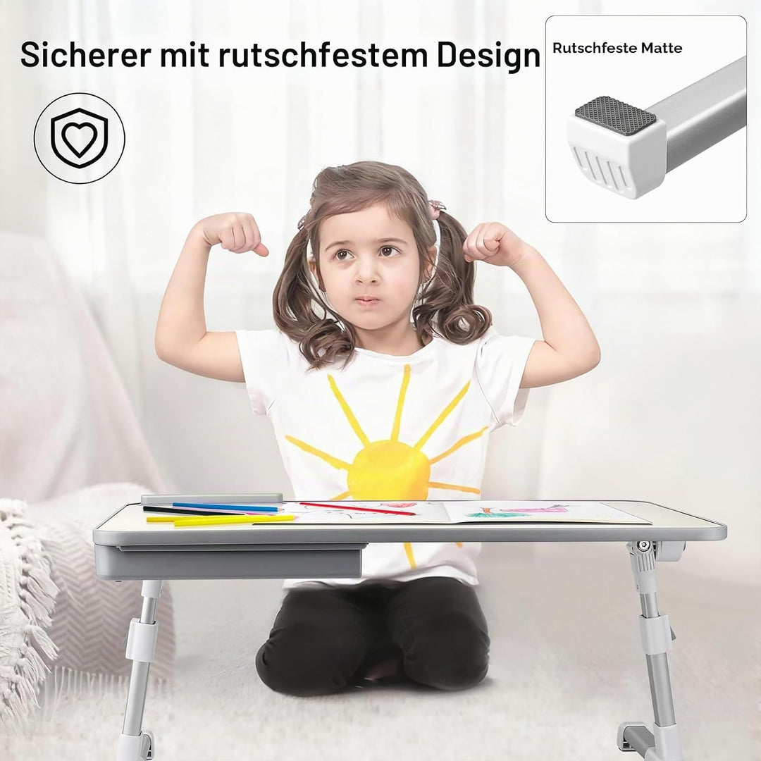 Laptoptisch fürs Bett, Höhenverstellbar, Winkelverstellbar, Betttisch Klappbar mit Laptop Kühler, Sc