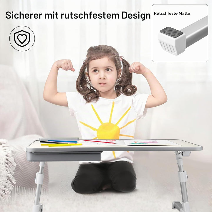 Laptoptisch fürs Bett, Höhenverstellbar, Winkelverstellbar, Betttisch Klappbar mit Laptop Kühler, Sc