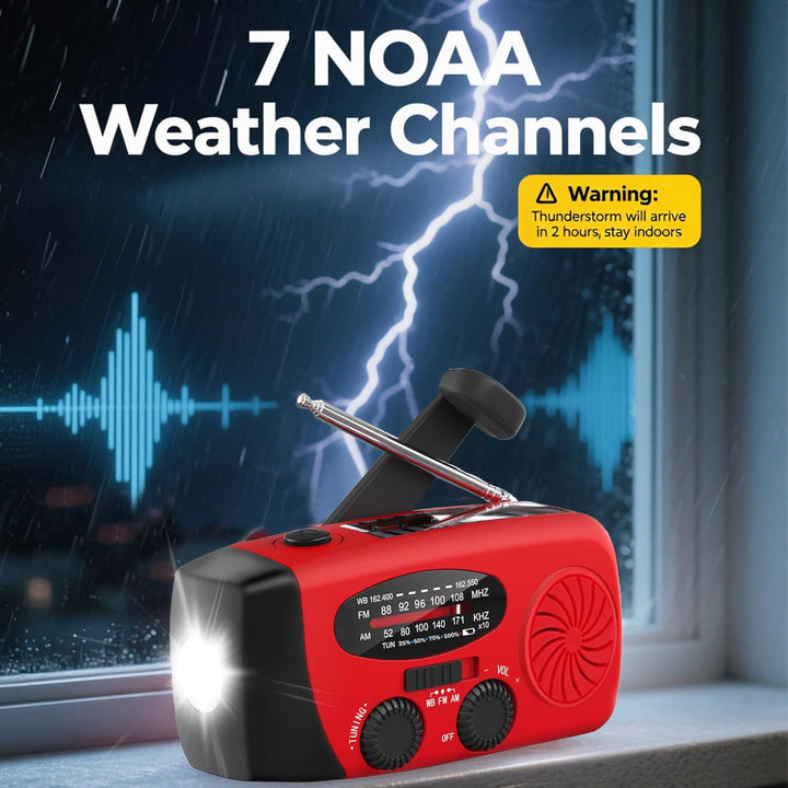 Notfallradio Kurbelradio Solarradio – Selbstbetriebenes Notfall Radio mit AM/FM-Wetterempfang, LED T