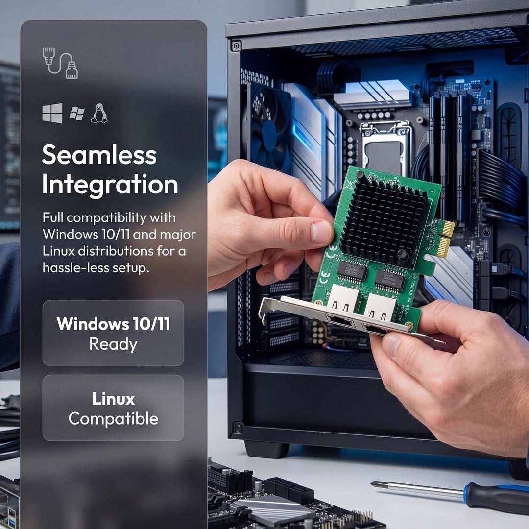 Dual PCIe 3.1 2.5GBase-T Netzwerk Adapter mit Intel I225-V 2500/1000/100Mbps PCI Express Gigabit Eth