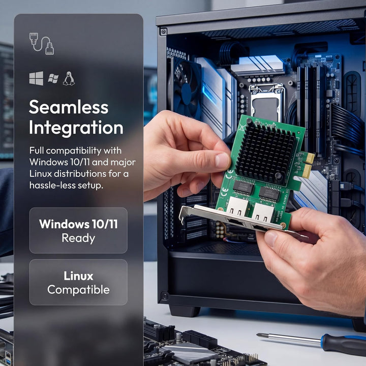 Dual PCIe 3.1 2.5GBase-T Netzwerk Adapter mit Intel I225-V 2500/1000/100Mbps PCI Express Gigabit Eth